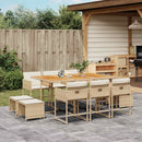 spisebordssæt til haven 11 dele med hynder polyrattan beige