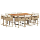 spisebordssæt til haven 11 dele med hynder polyrattan beige