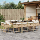spisebordssæt til haven 13 dele med hynder polyrattan beige