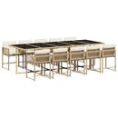 spisebordssæt til haven 11 dele med hynder polyrattan beige