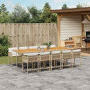 spisebordssæt til haven 11 dele med hynder polyrattan beige