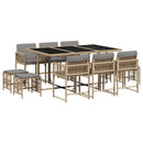 spisebordssæt til haven 11 dele med hynder polyrattan beige