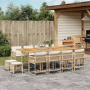 spisebordssæt til haven 13 dele med hynder polyrattan beige