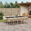 spisebordssæt til haven 11 dele med hynder polyrattan beige
