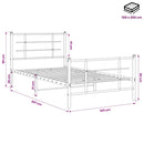 sengeramme med sengegavl og fodgærde 100x200 cm metal sort