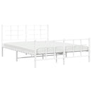 sengeramme med sengegavl og fodgærde 150x200 cm metal hvid