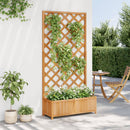 plantekasse med espalier brun 90x35x180 cm massivt grantræ