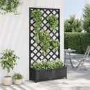 plantekasse med espalier sort 90x35x180 cm massivt grantræ
