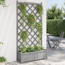 plantekasse med espalier grå 90x35x180 cm massivt grantræ
