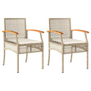 havestole 2 stk. med hynder polyrattan og akacietræ beige