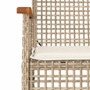 havestole 2 stk. med hynder polyrattan og akacietræ beige
