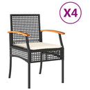 havestole 4 stk. med hynder polyrattan og akacietræ sort