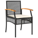havestole 4 stk. med hynder polyrattan og akacietræ sort