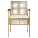 havestole 4 stk. med hynder polyrattan og akacietræ beige