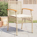 havestole 4 stk. med hynder polyrattan og akacietræ beige