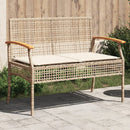 havebænk med hynde polyrattan og akacietræ beige