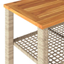 havebord 70x38x42 cm polyrattan og akacietræ beige
