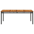 havebord 180x90x75 cm polyrattan og akacietræ sort