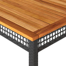 havebord 180x90x75 cm polyrattan og akacietræ sort