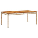 havebord 180x90x75 cm polyrattan og akacietræ beige