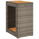 havebord med trætop 60x40x75 cm polyrattan grå