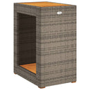 havebord med trætop 60x40x75 cm polyrattan grå