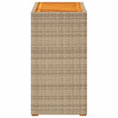 havebord med trætop 60x40x75 cm polyrattan beige
