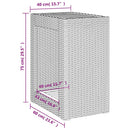 havebord med trætop 60x40x75 cm polyrattan beige