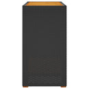 havebord med trætop 100x40x75 cm polyrattan sort