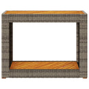 havebord med trætop 100x40x75 cm polyrattan grå