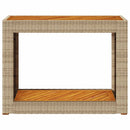 havebord med trætop 100x40x75 cm polyrattan sort