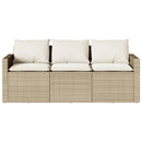 spisebordssæt til haven 2 dele med hynder polyrattan beige