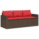 3-personers havesofa med hynder polyrattan brun