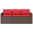 3-personers havesofa med hynder polyrattan brun