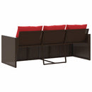 3-personers havesofa med hynder polyrattan brun