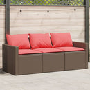 3-personers havesofa med hynder polyrattan brun
