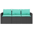 3-personers havesofa med hynder polyrattan sort