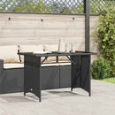havebord med glastop 110x68x70 cm polyrattan sort