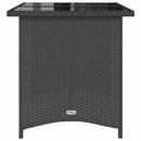 havebord med glastop 110x68x70 cm polyrattan sort
