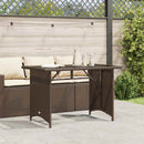havebord med glastop 110x68x70 cm polyrattan brun
