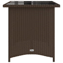 havebord med glastop 110x68x70 cm polyrattan brun
