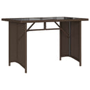 havebord med glastop 110x68x70 cm polyrattan brun