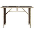 havebord med glastop 110x68x70 cm polyrattan beige