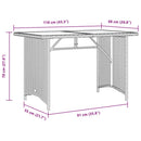 havebord med glastop 110x68x70 cm polyrattan beige