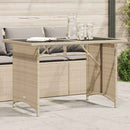 havebord med glastop 110x68x70 cm polyrattan beige