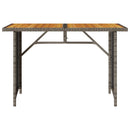 havebord med træplade 110x68x70 cm polyrattan grå