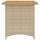 havebord med træplade 110x68x70 cm polyrattan beige