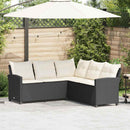 L-formet sofa med hynder polyrattan sort