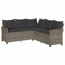 L-formet sofa med hynder polyrattan grå