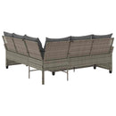L-formet sofa med hynder polyrattan grå
